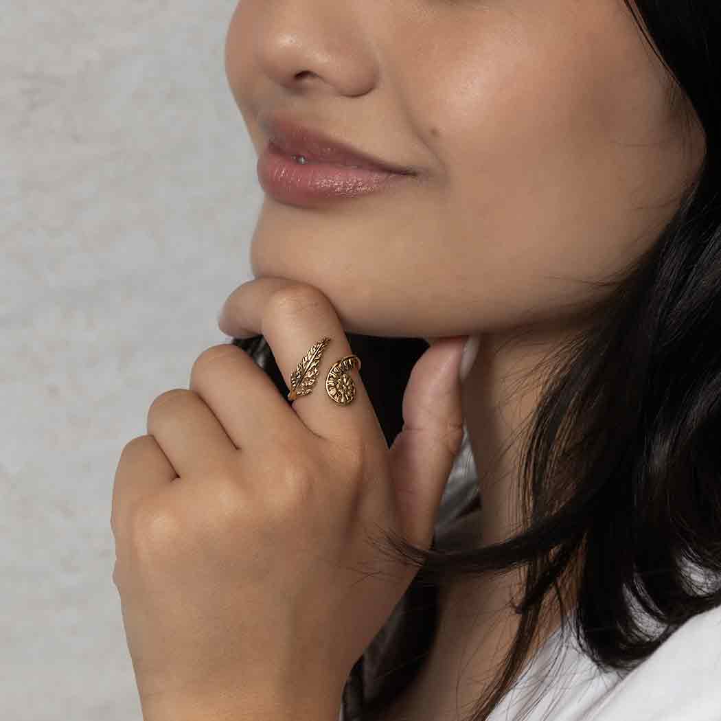 Adjustable Fern Ring: Sterling Silver