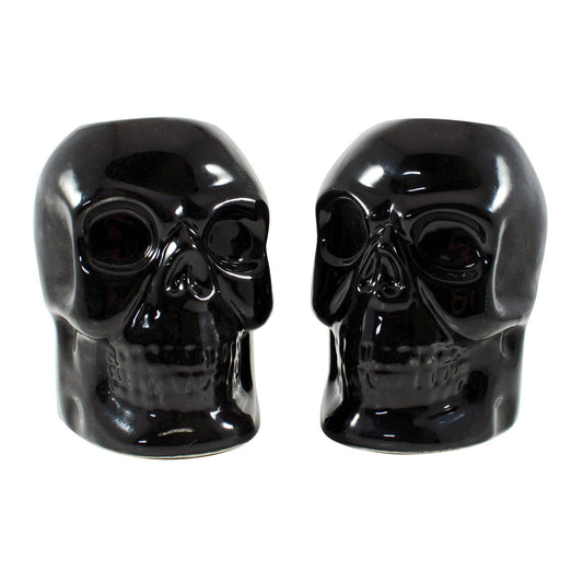 SOURPUSS SKULL CANDLESTICK HOLDERS BLACK: NS