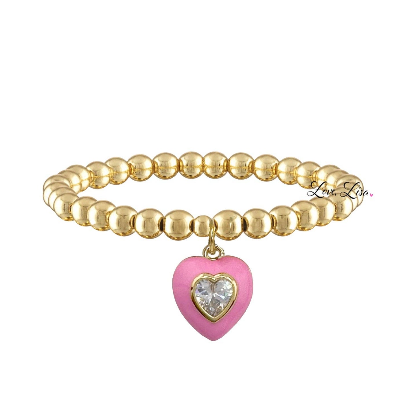 Valentina Pink Love Heart Bracelet Collection: Gold Heart