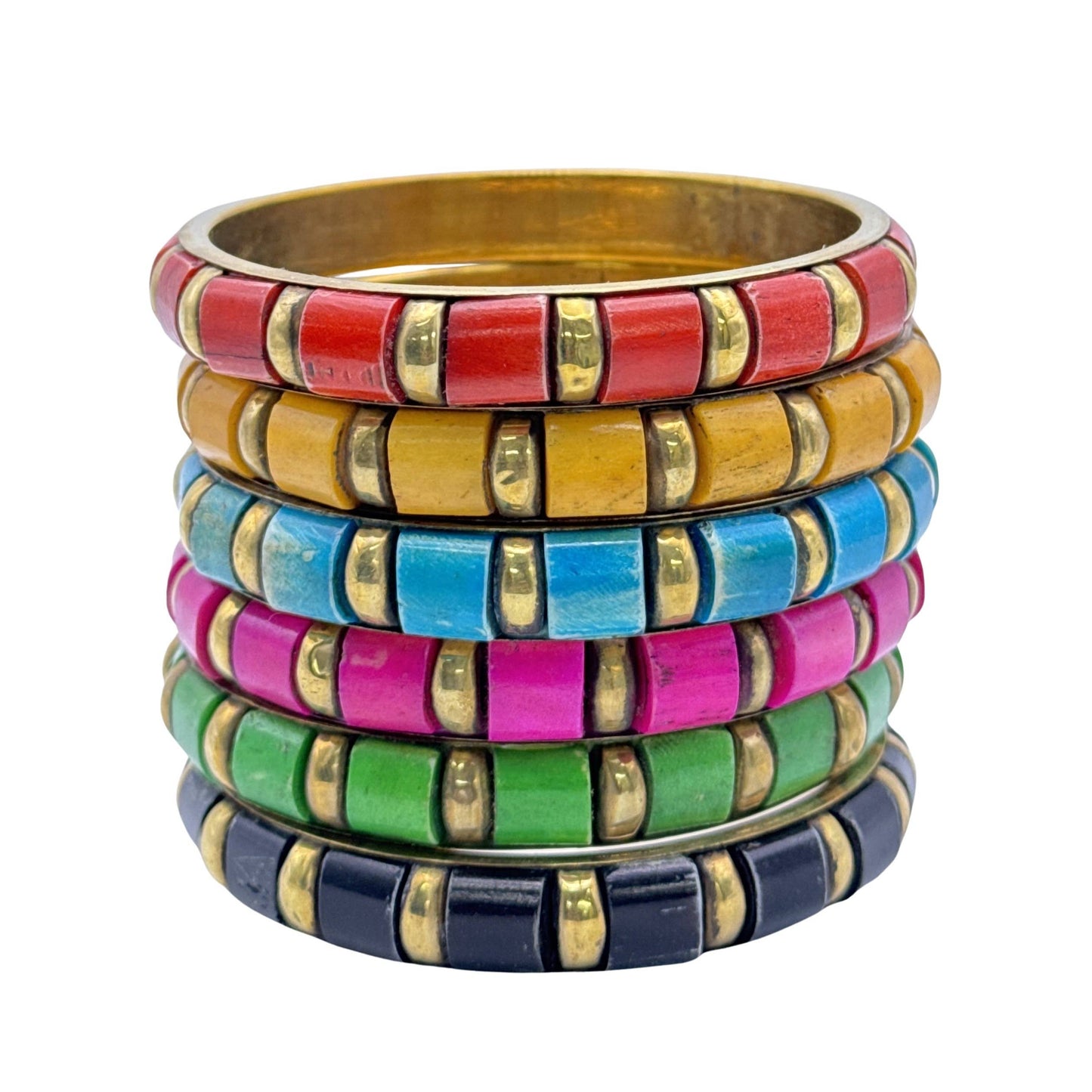 Bangle - Black, Buffalo Bone and Brass