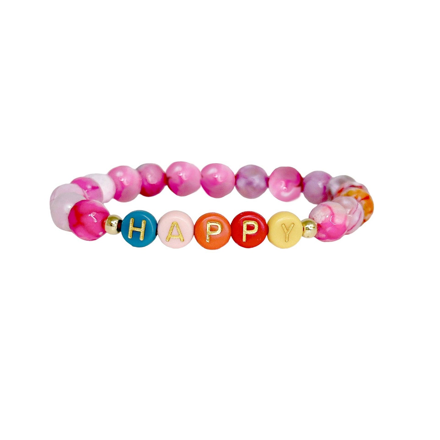 Scarletts Happy Stack of Gemstone Colorful Bracelets: Love