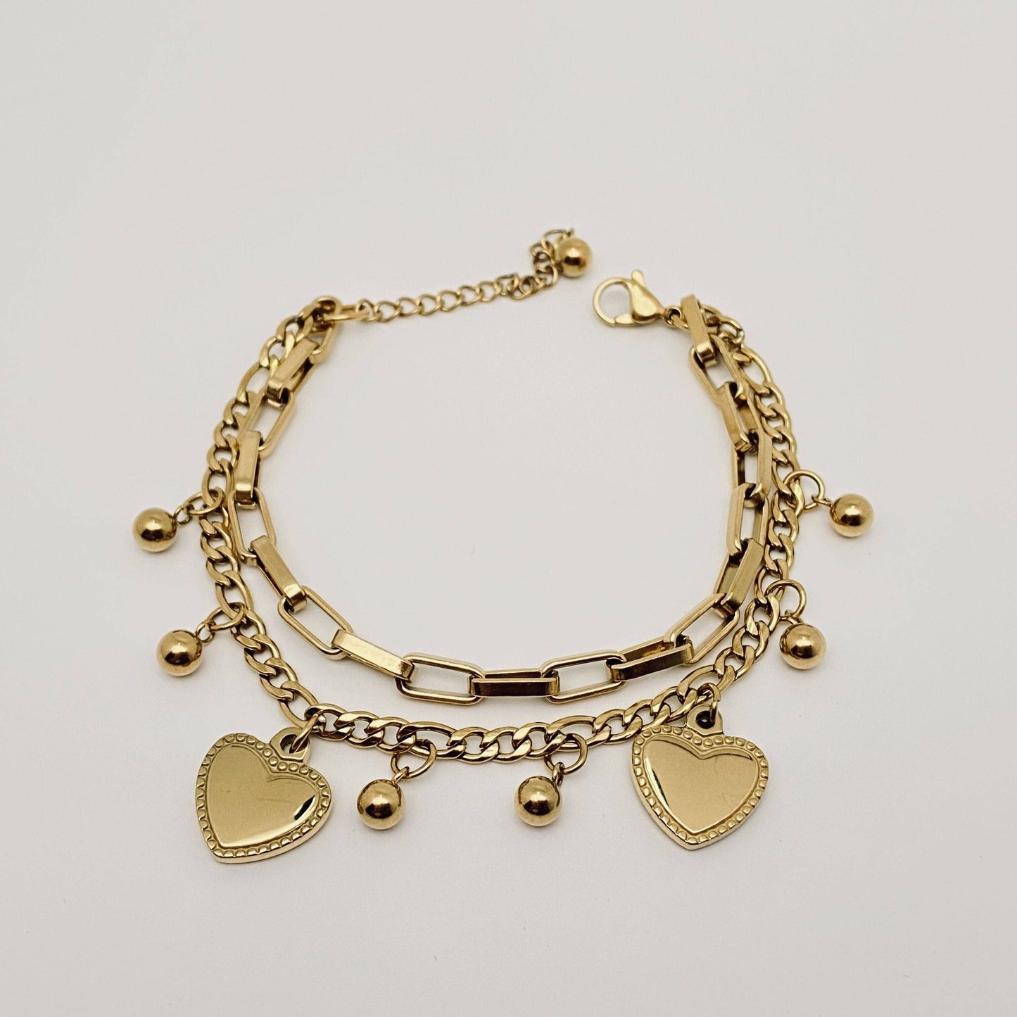 Heart Shape Pendant Stainless Steel Gold-plated Bracelet: A