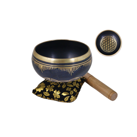 Tibetan Singing Bowl - Flower of Life (Black)