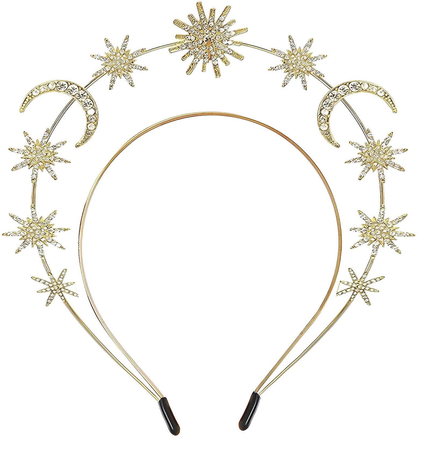 Sun Moon Stars Goddess Crown Halo Headband, Boho Headpiece