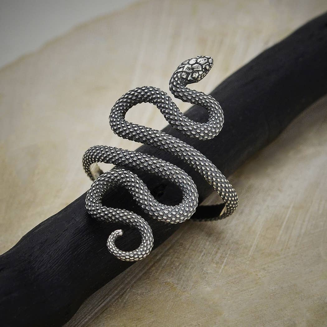 Textured Adjustable Snake Ring: Bronze