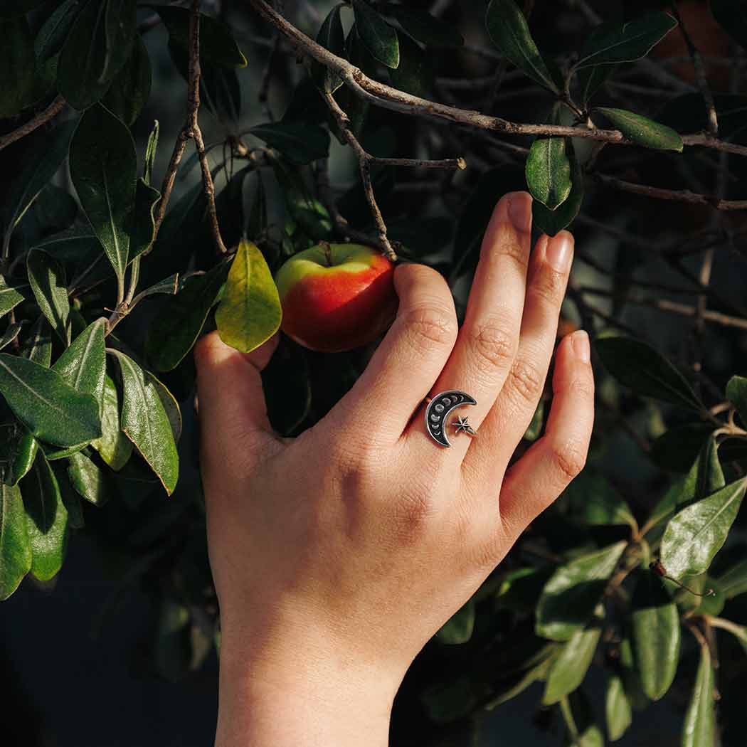 Sterling Silver Adjustable Moon Phase Ring