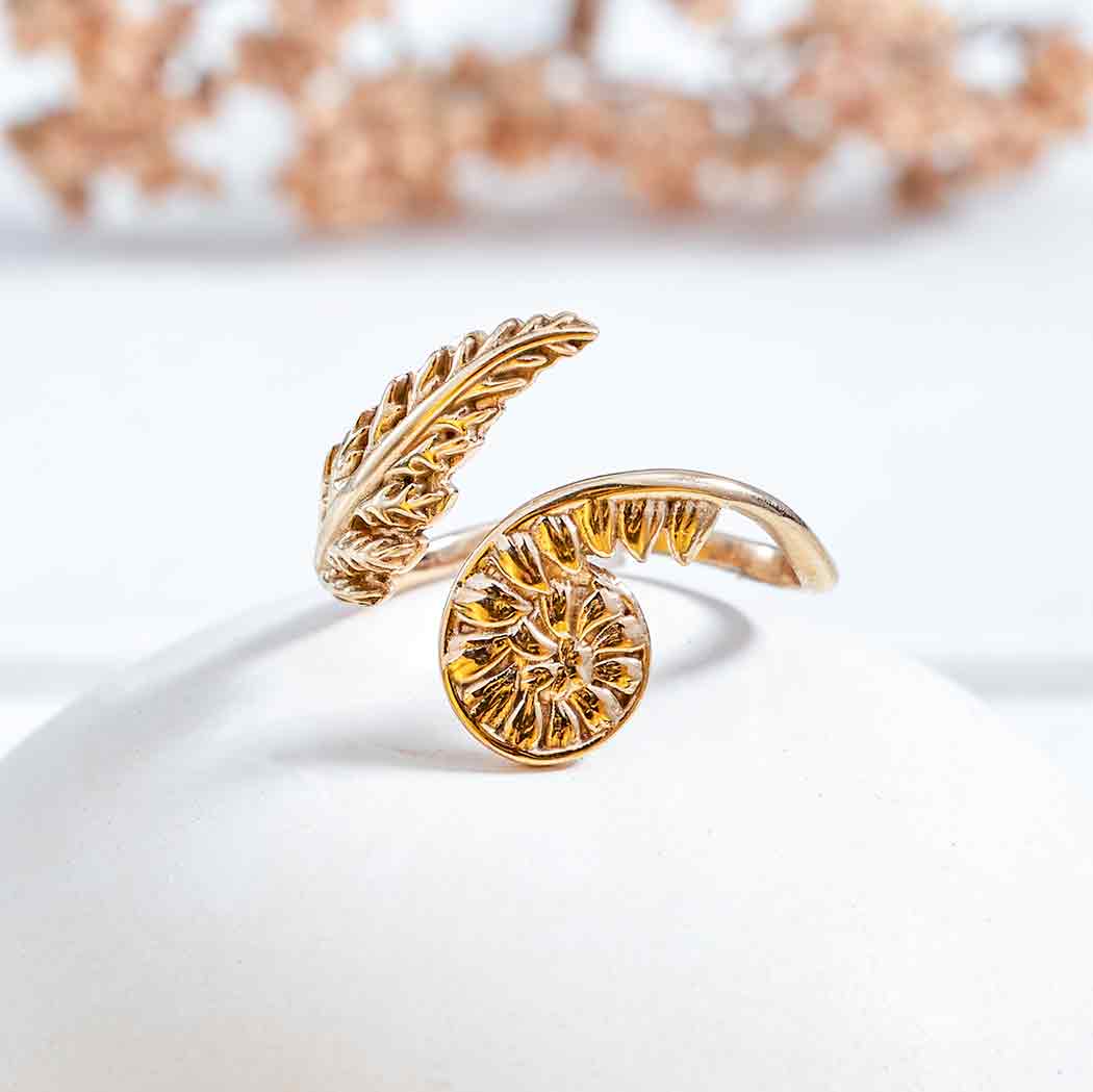 Adjustable Fern Ring: Sterling Silver