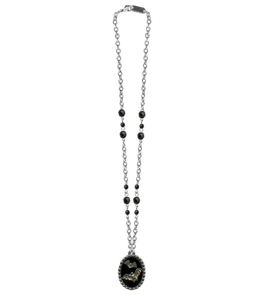 Necklace - Shadow Box 2 Bats - Black