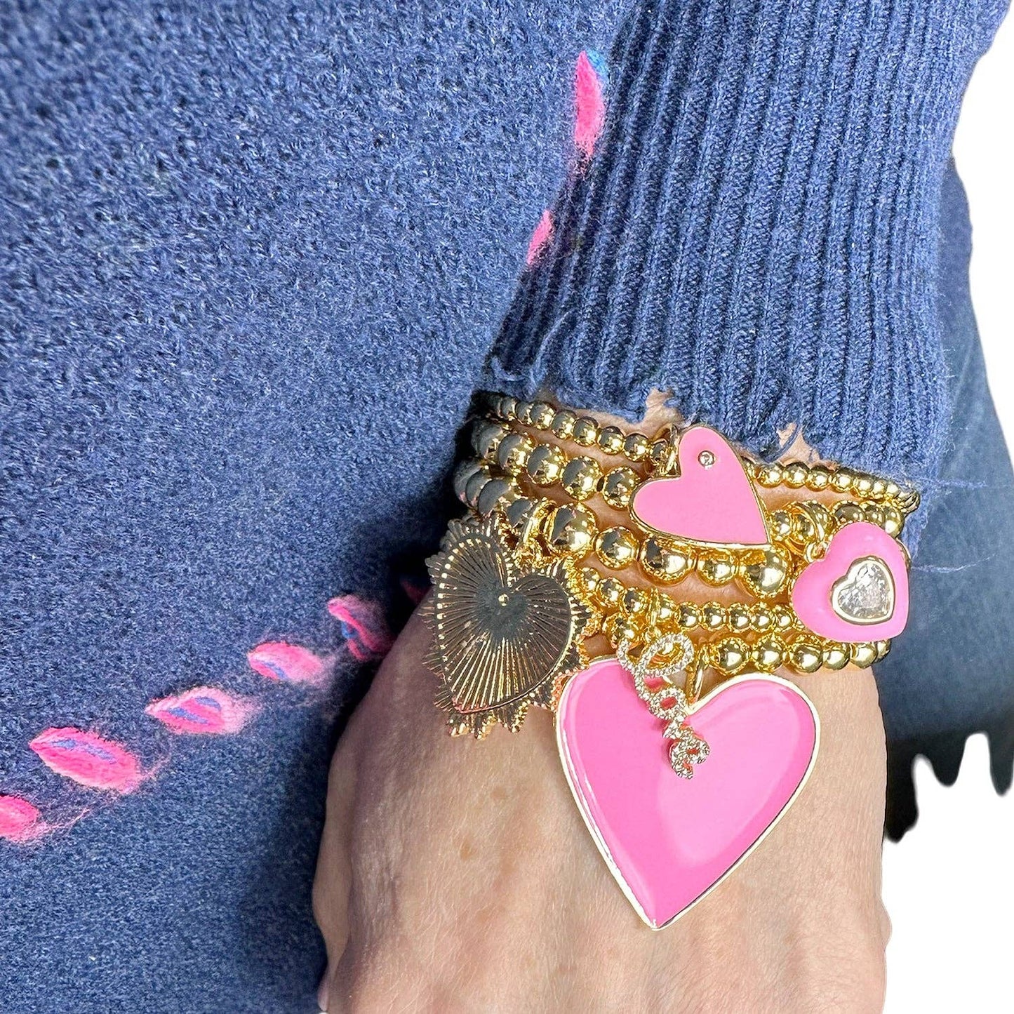 Valentina Pink Love Heart Bracelet Collection: Gold Heart