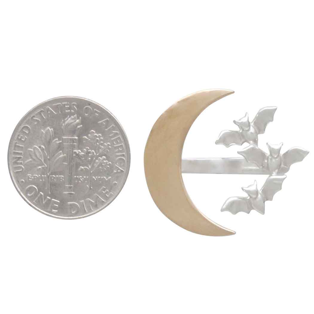 Mixed Metal Adjustable Bat Cluster And Moon Ring
