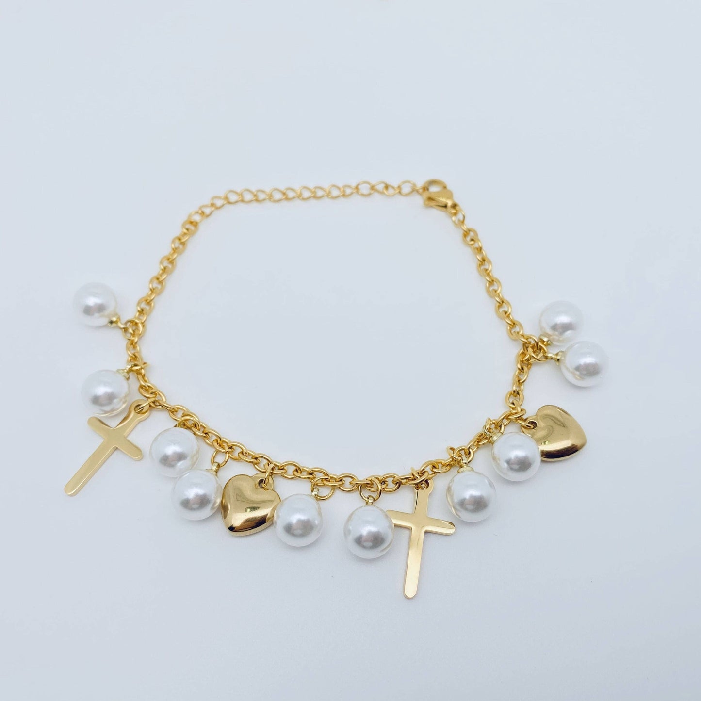 Heart Shape Pendant Stainless Steel Gold-plated Bracelet: A