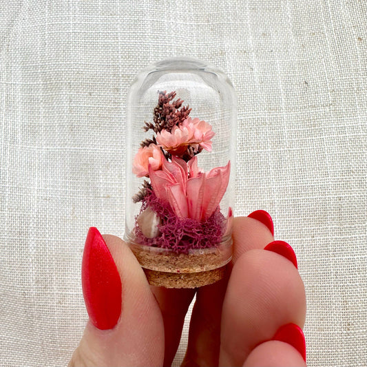 Fairy Grove Mini Terrarium Floral Glass Cloche Curiosity Jar: 1.75"