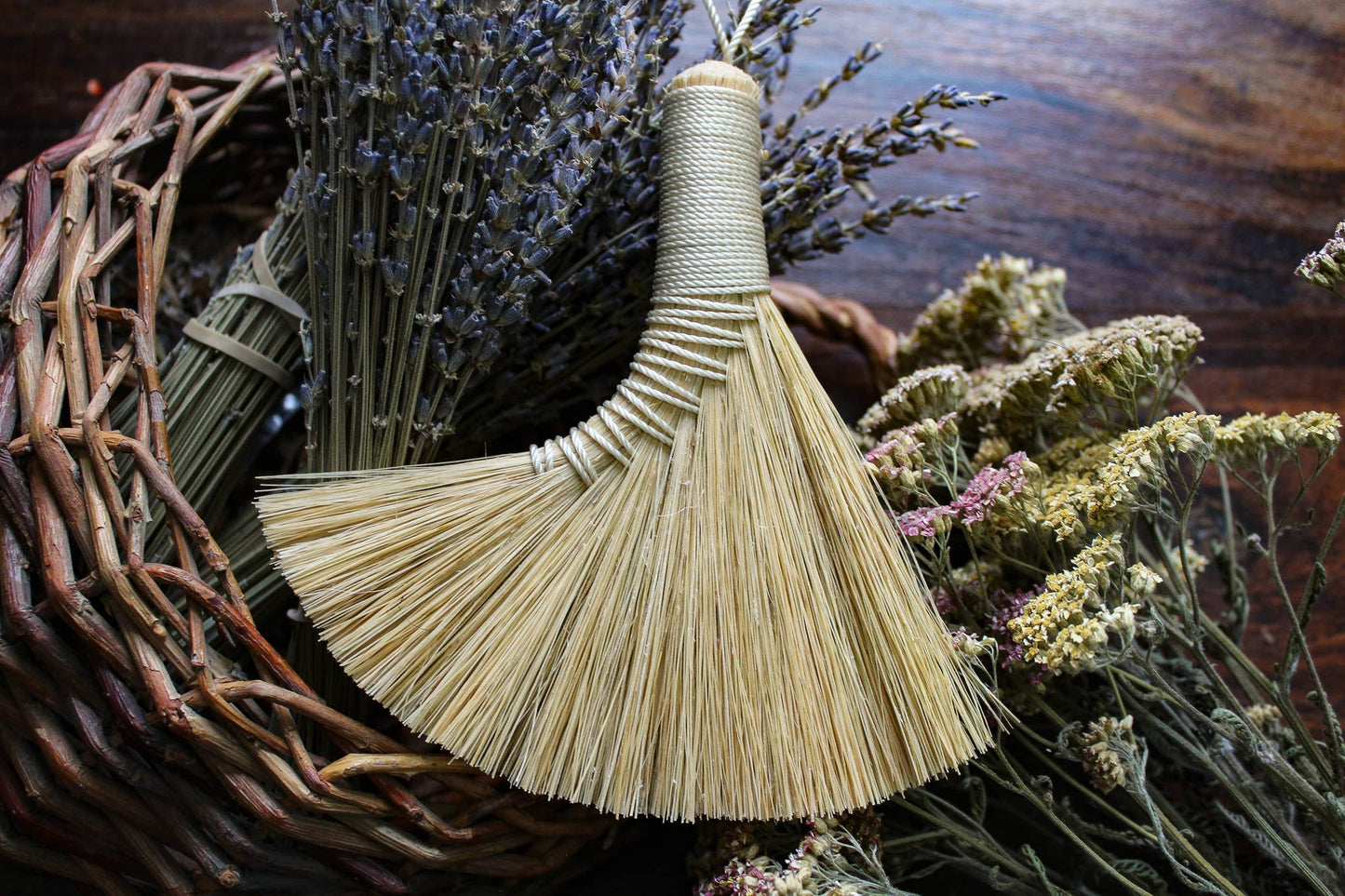 Mini Altar Brooms - Natural: Green