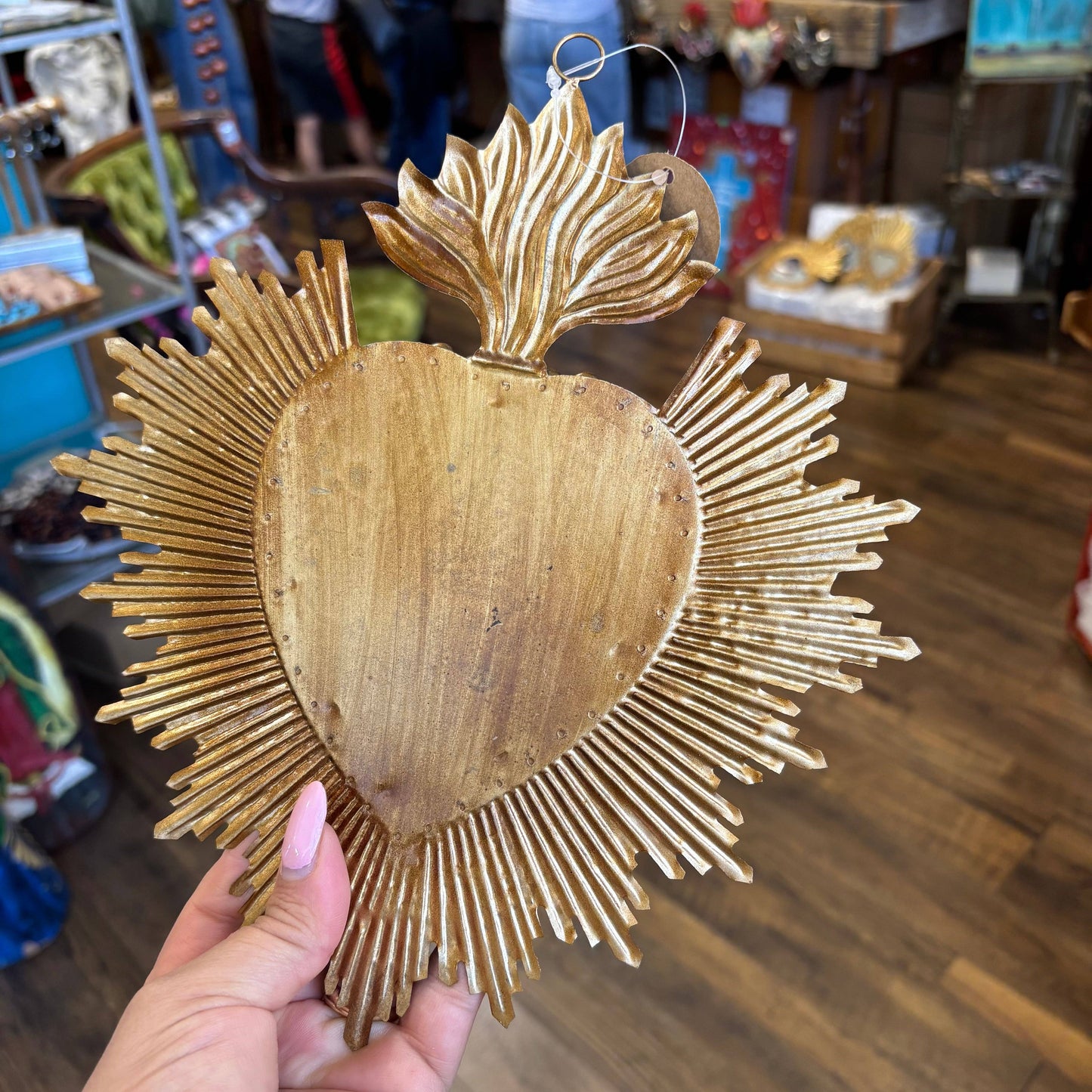 Jeweled Rays Gold Sacred Heart Mirror: Medium