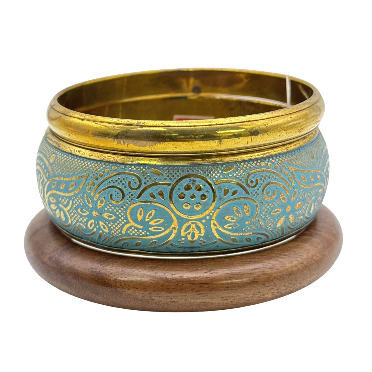 Brass and Wood  Patina Color Bangle Sets: Pink