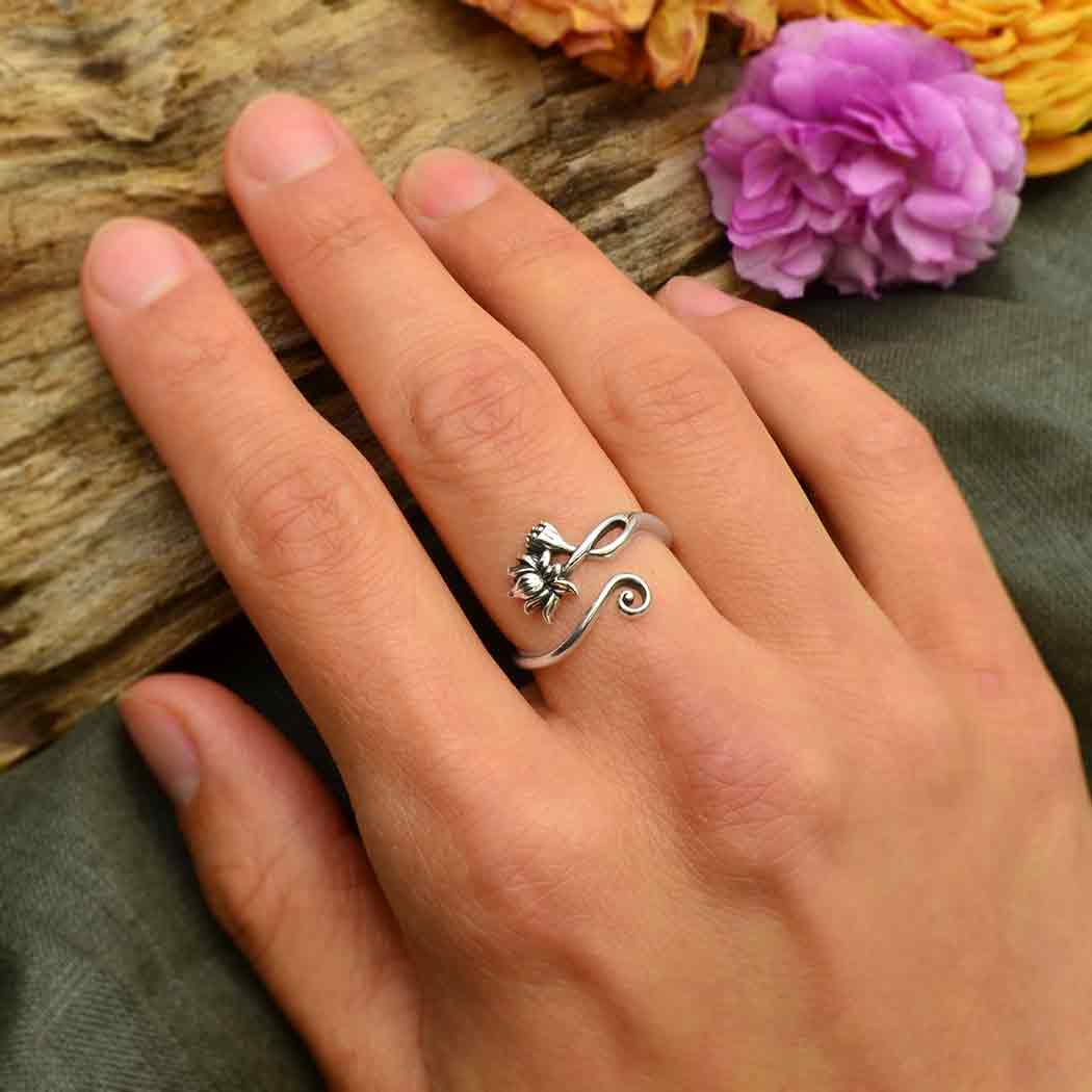 Adjustable Lotus Ring: Bronze