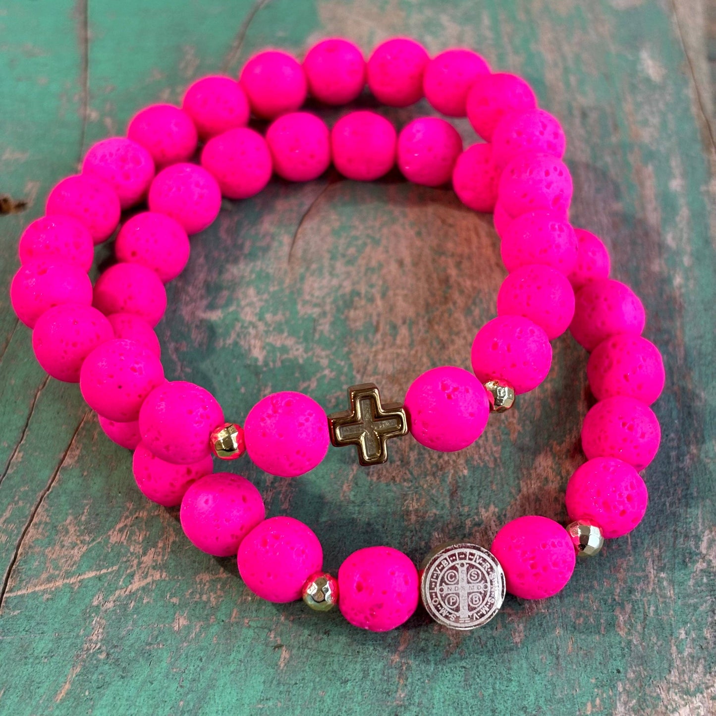 Pink Lava Bracelets: Cross