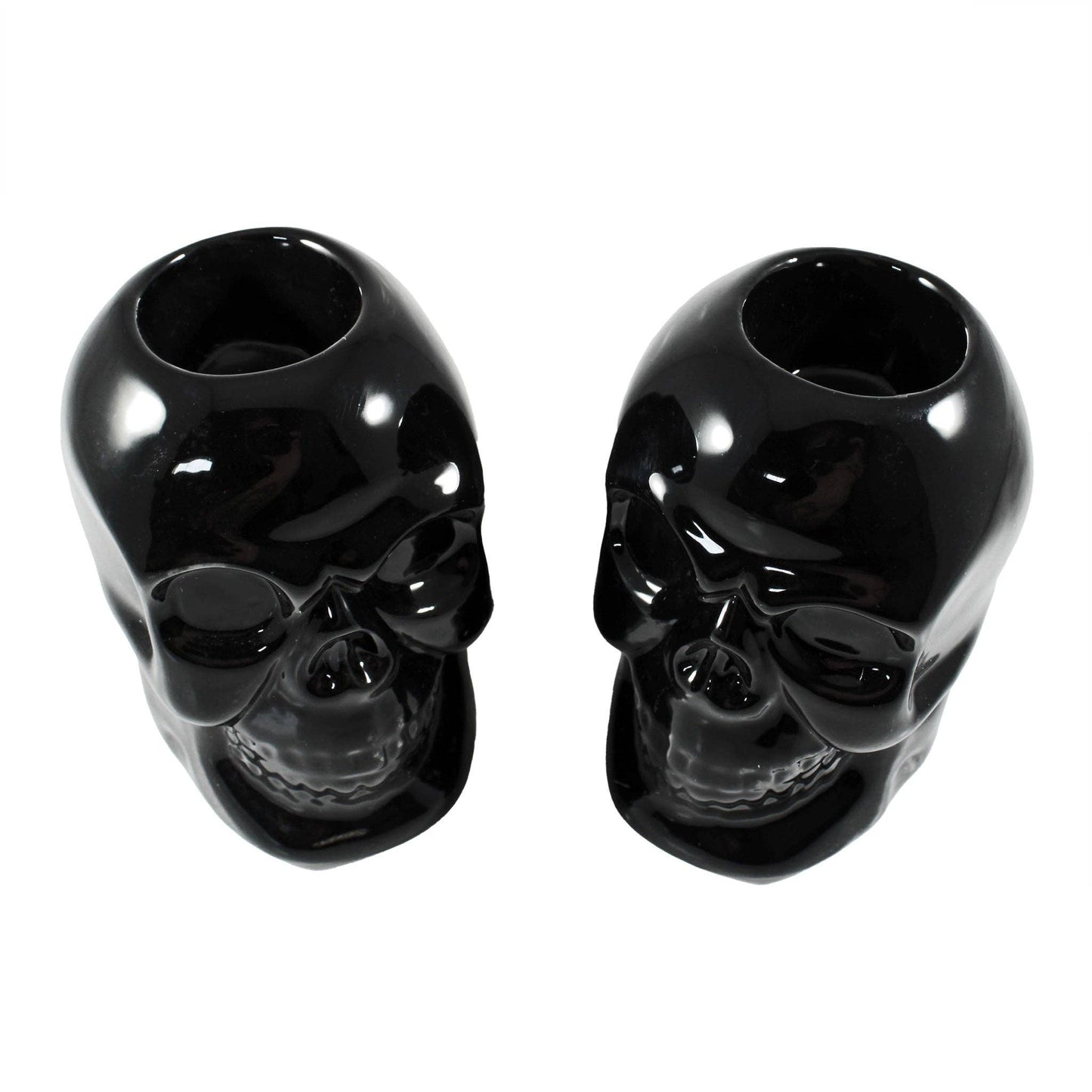 SOURPUSS SKULL CANDLESTICK HOLDERS BLACK: NS