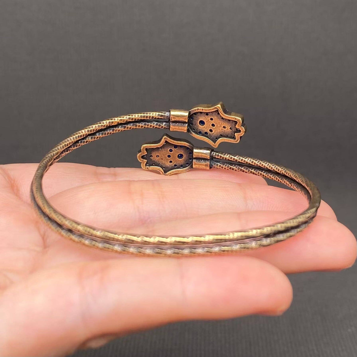 The Hand of Fatima Vintage Bronze Brass Bangle