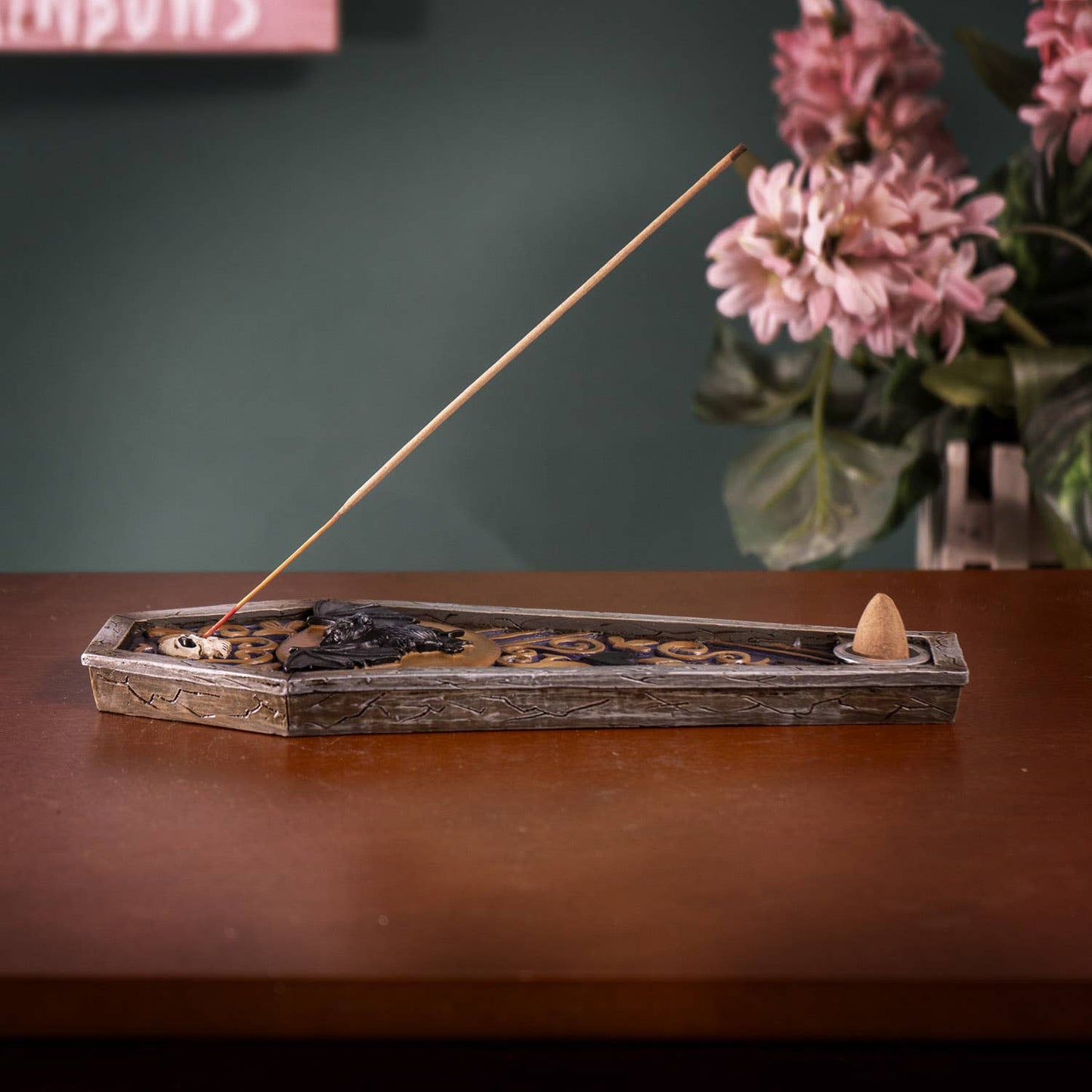 Gothic Vampire Bat Coffin Incense Burner