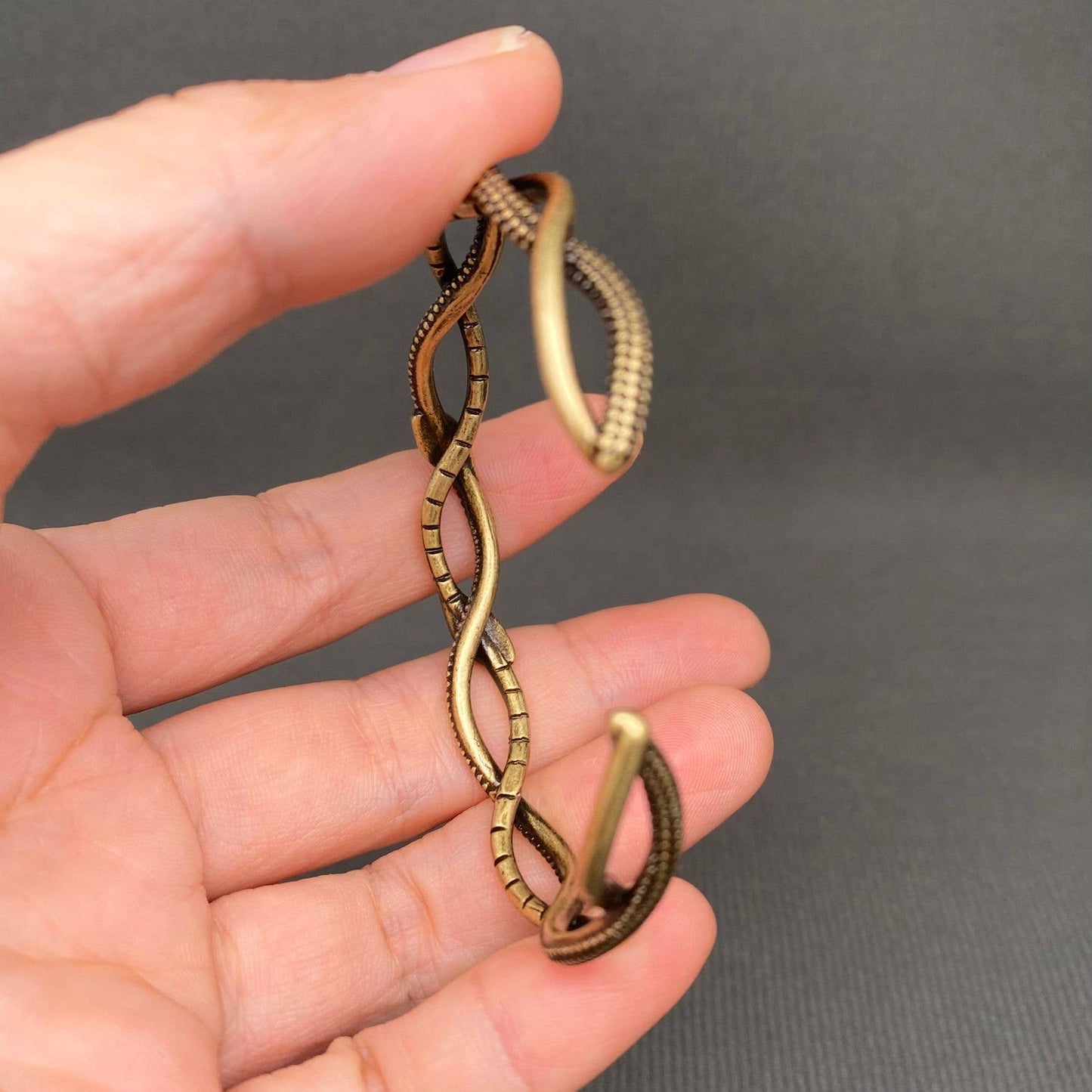 Vintage Bronze Double Snake Winding Adjustable Cuff