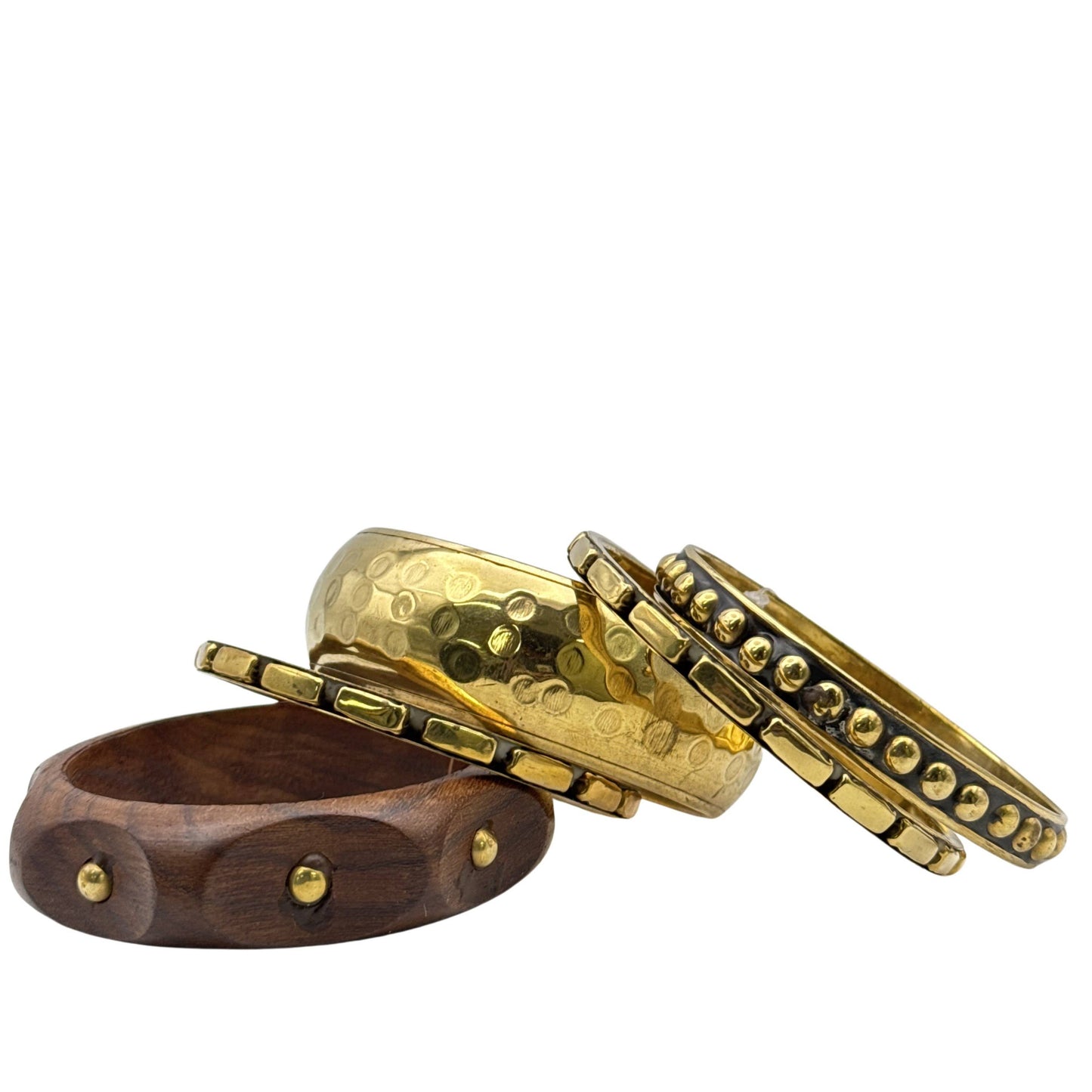 Bangle – Gold Metal & Natural Wood