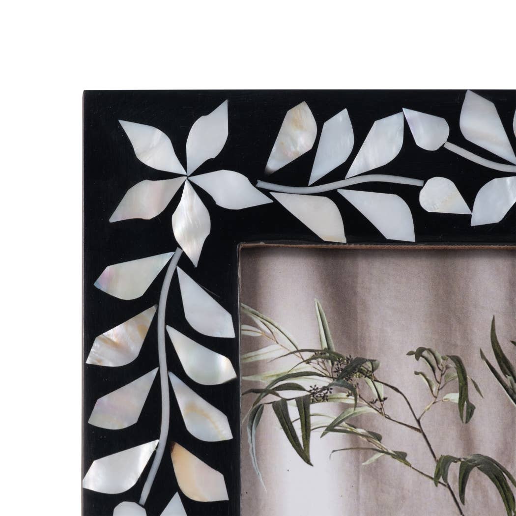 Shell Resin Mother of Pearl Picture Frame - Black, 4x6 in.