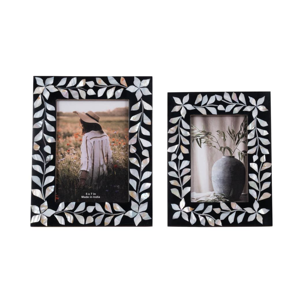Shell Resin Mother of Pearl Picture Frame - Black, 4x6 in.