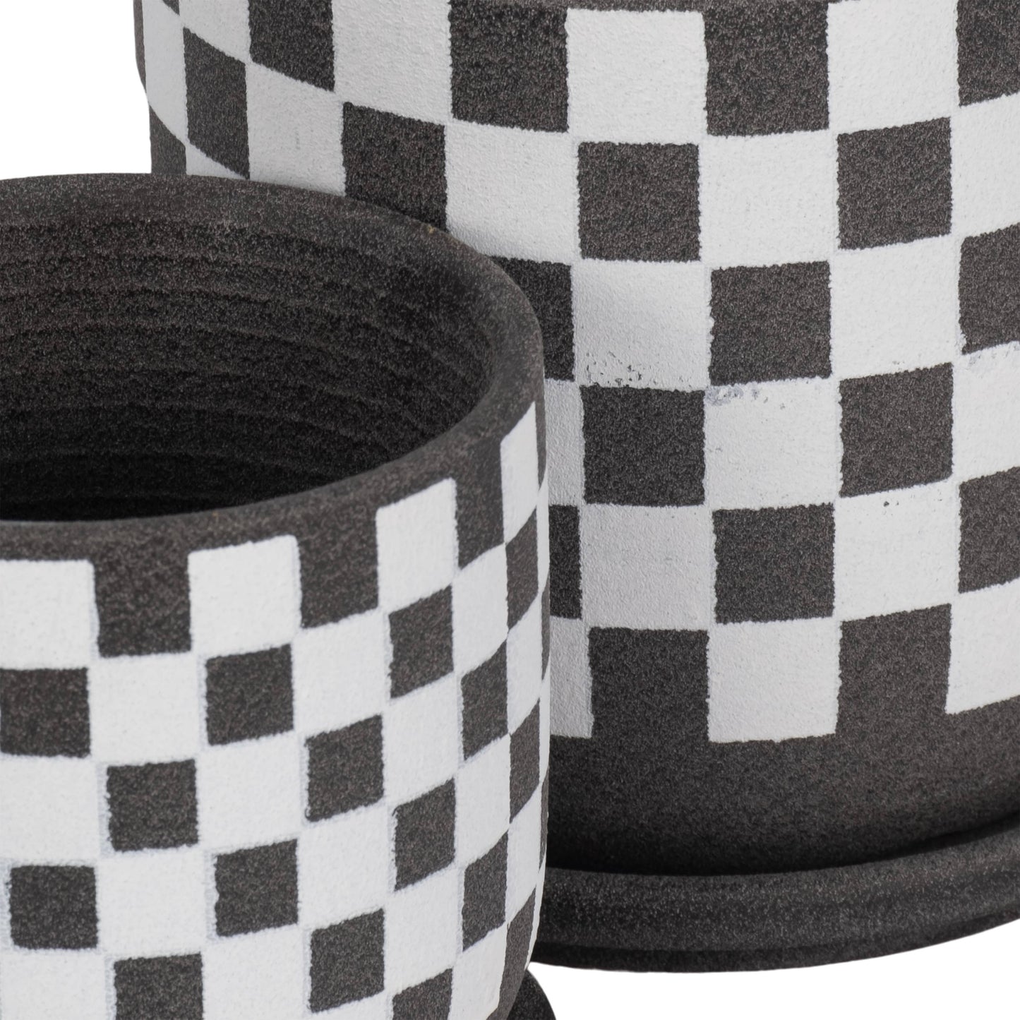 Ceramic Checkerboard Saucer Planter- Large