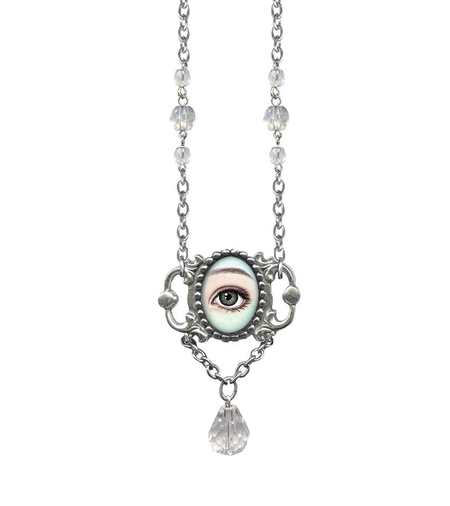 Framed Gem Drop Eye Necklace