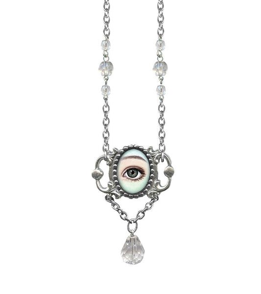 Framed Gem Drop Eye Necklace