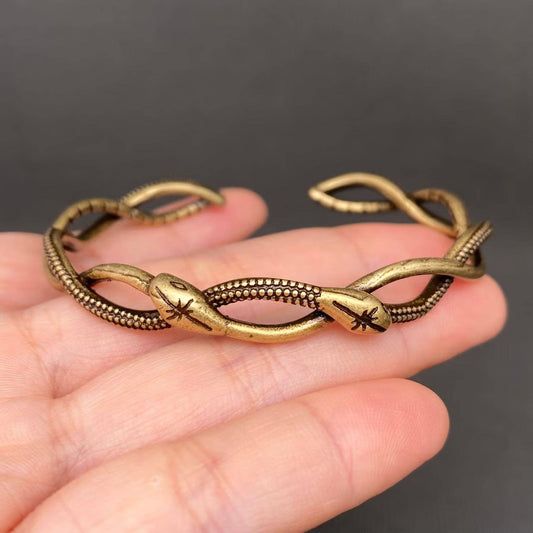 Vintage Bronze Double Snake Winding Adjustable Cuff