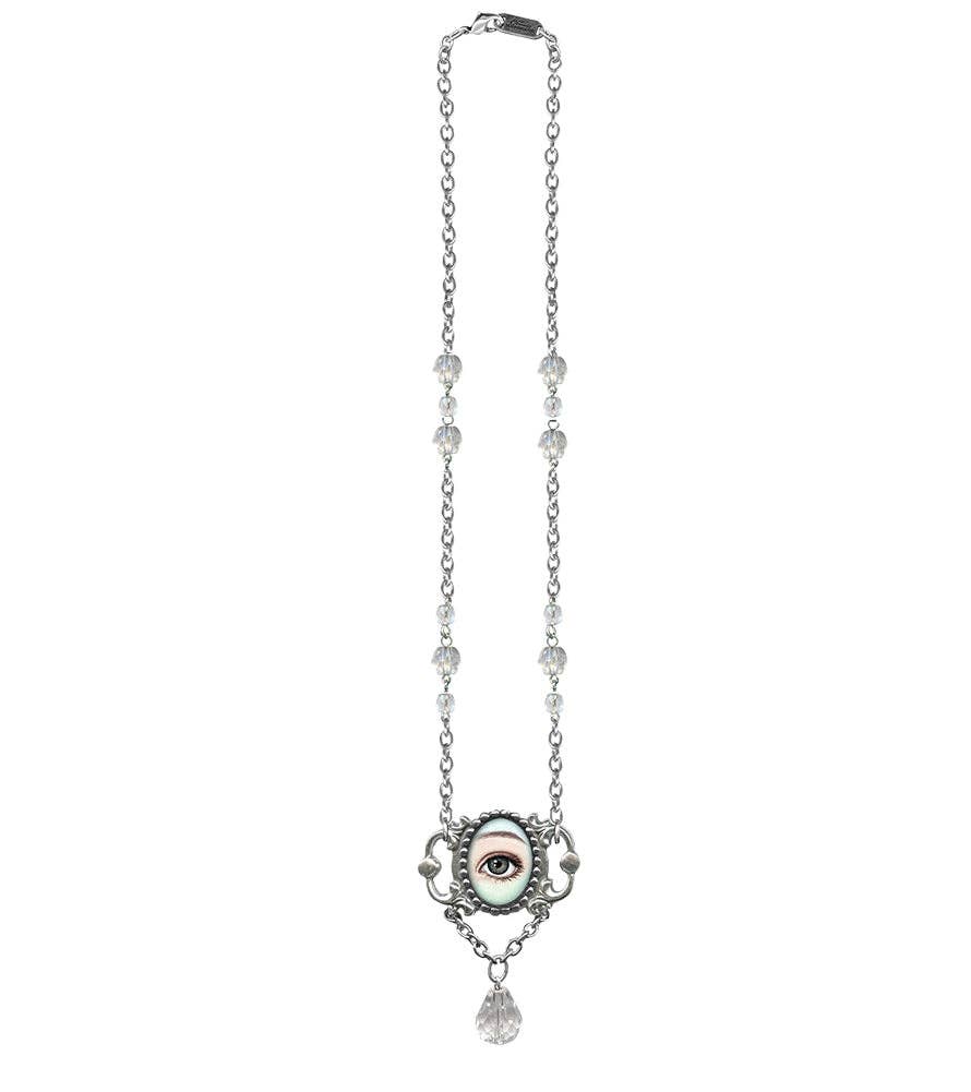 Framed Gem Drop Eye Necklace