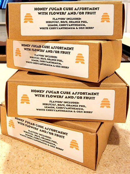 Gourmet Honey Sugar Cubes with flowers and fruit: Pear