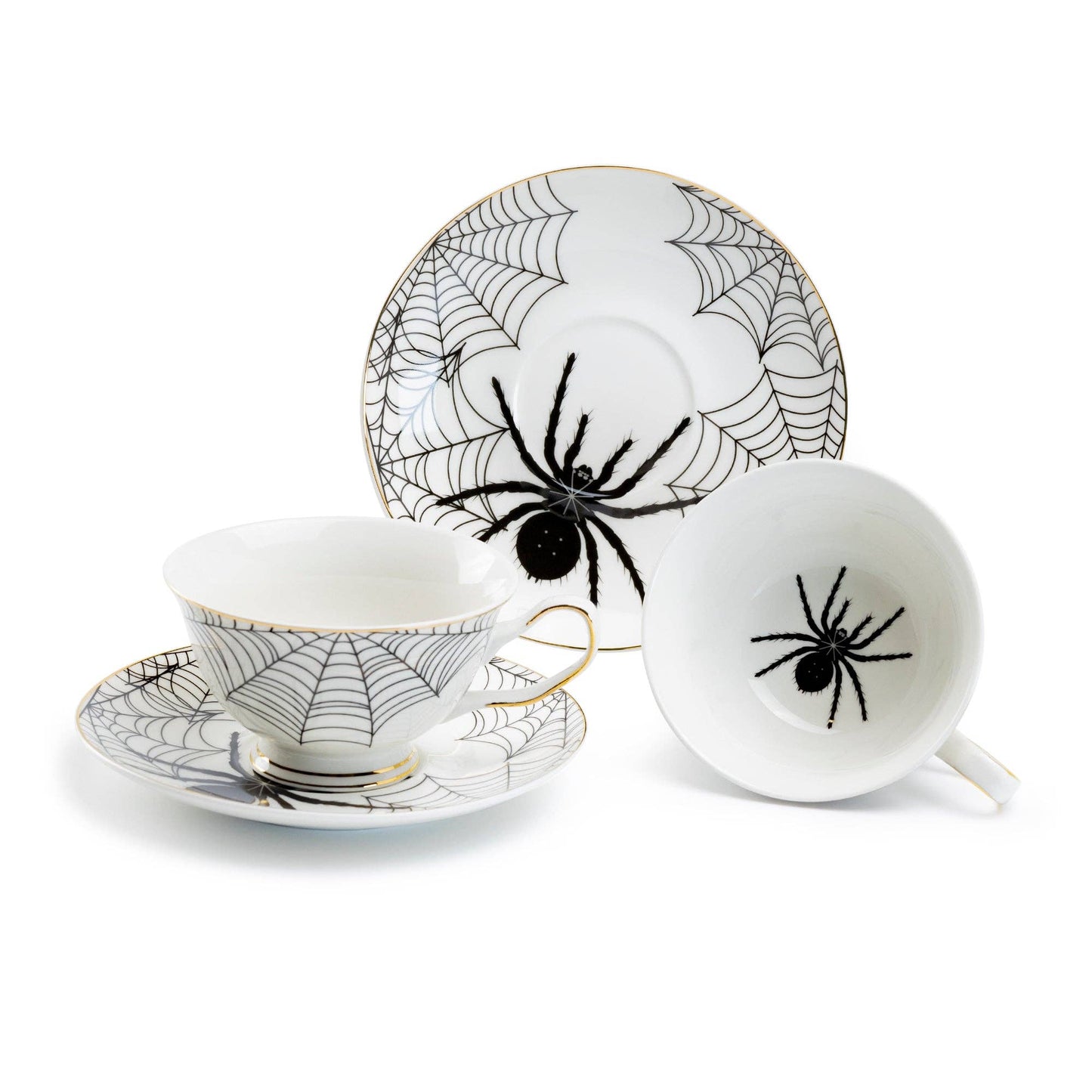 Spider White Gold 7oz Tea Cup And Saucer