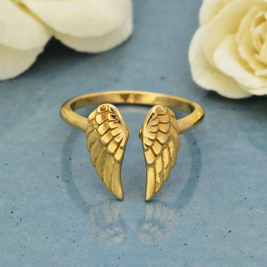 Adjustable Angel Wing Ring: Bronze