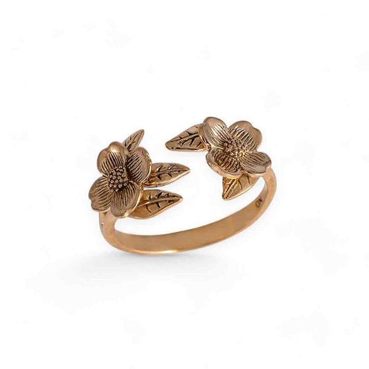 Two Flower Dogwood Ring: Bronze