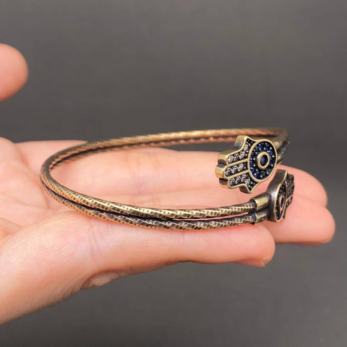 The Hand of Fatima Vintage Bronze Brass Bangle