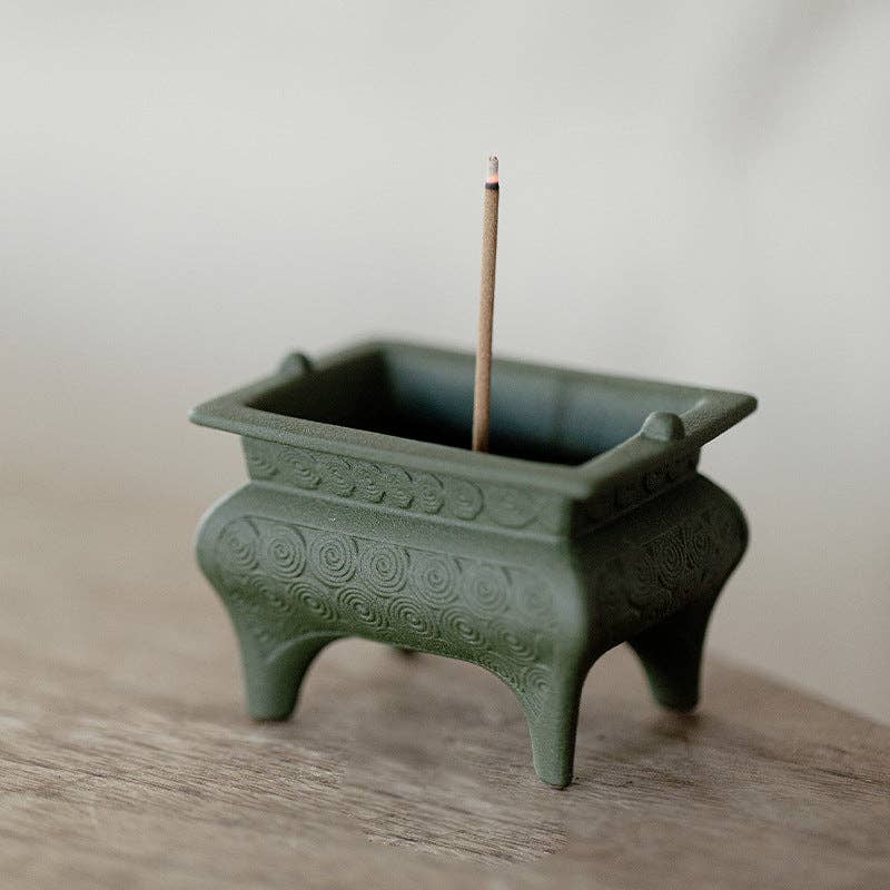 Antique-style Ceramic Vortex Incense Burner: Green