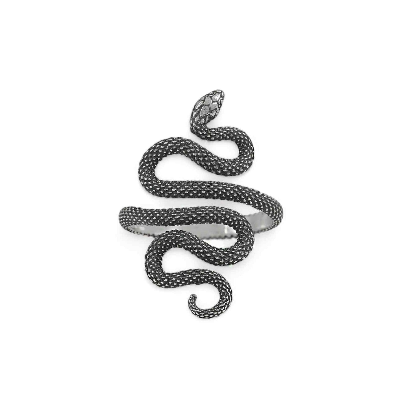 Textured Adjustable Snake Ring: Sterling Silver