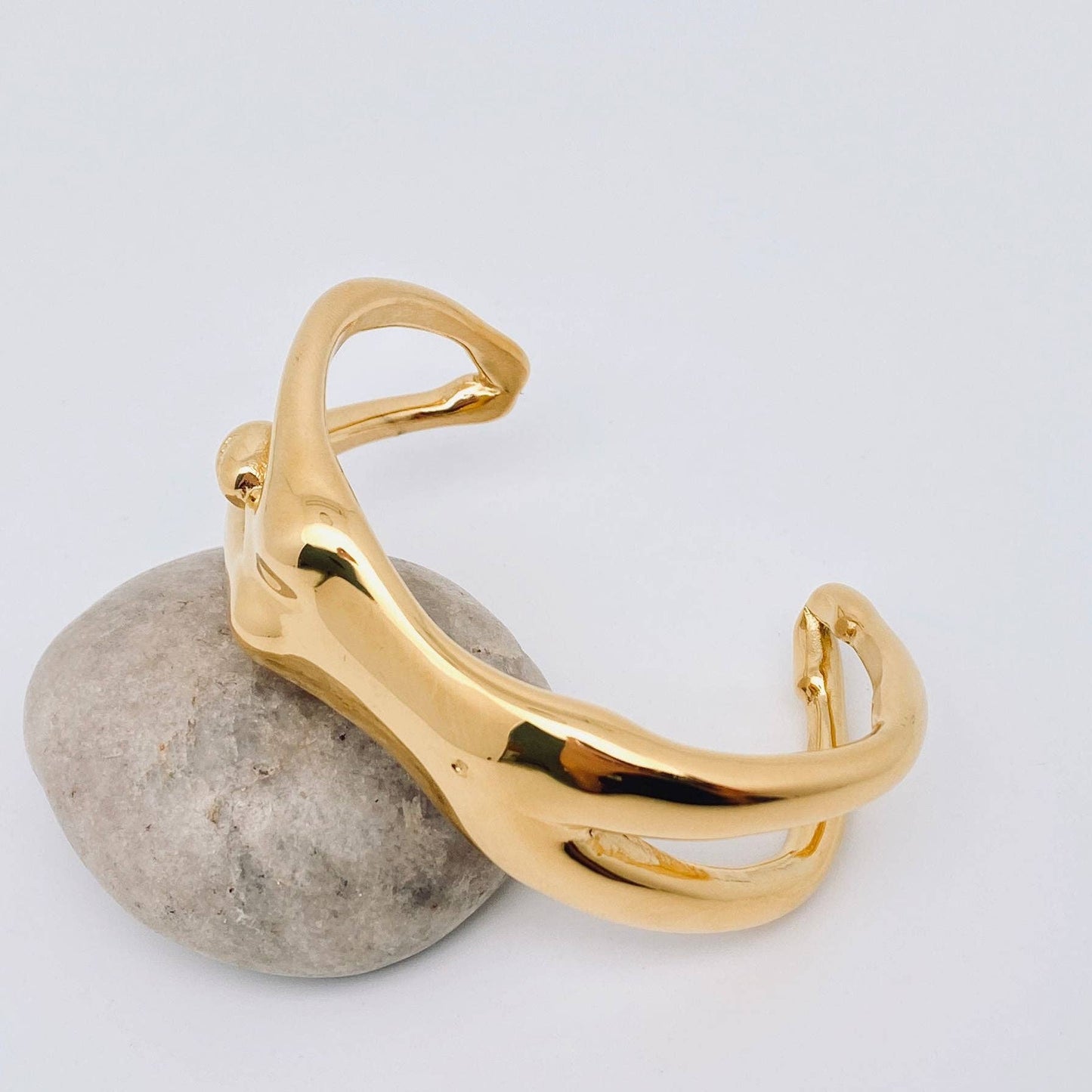 Woman Body 18K Gold Plated Stainless Steel Cuff Bangle - FGS
