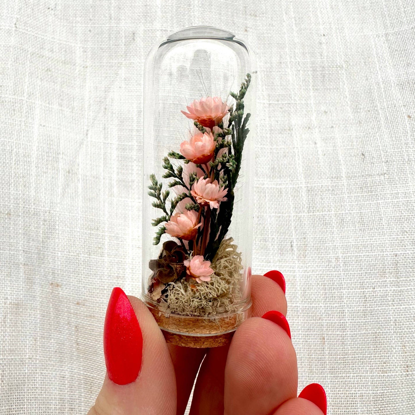 Woodland Blush Mini Terrarium Floral Glass Cloche: 1.75"
