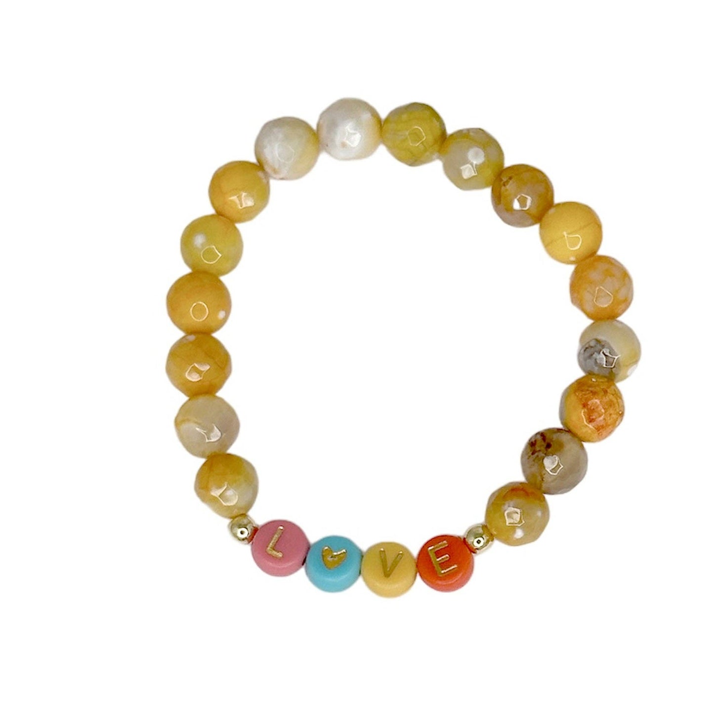 Scarletts Happy Stack of Gemstone Colorful Bracelets: Love