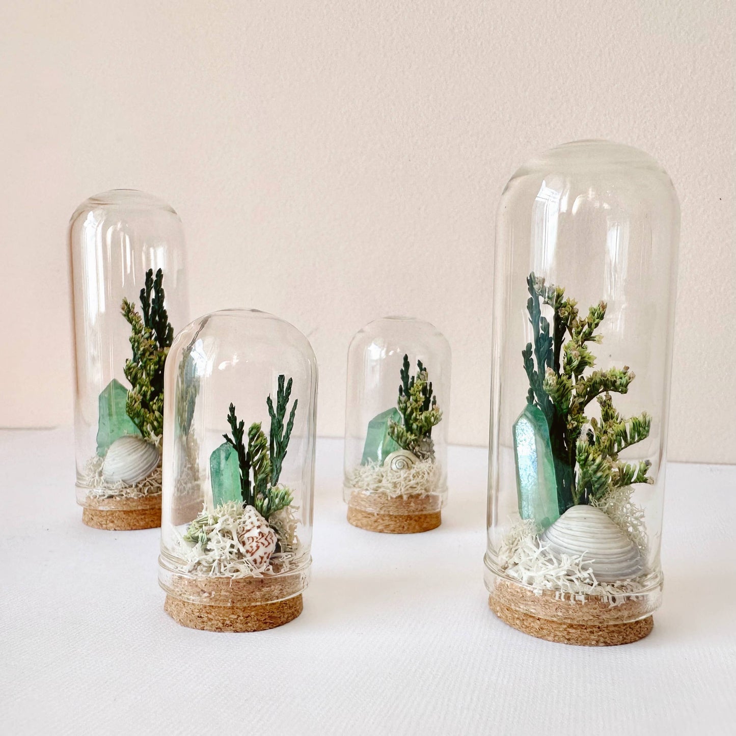Ocean Flora Mini Terrarium Crystal Beach Desk Decor : 2.75"