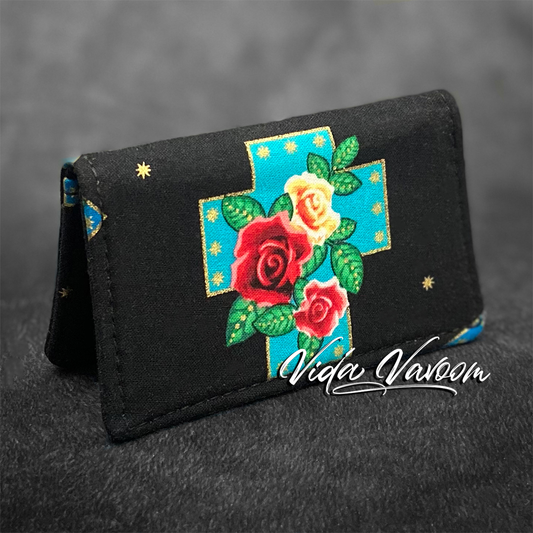 Cross and roses card wallet