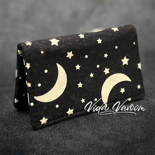 Moon and stars astrology business card wallet
