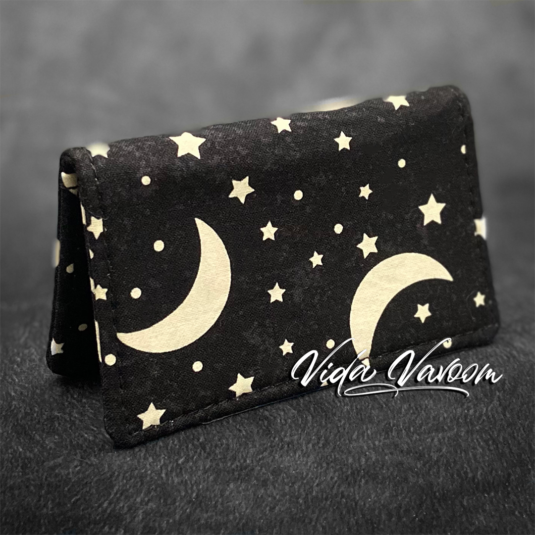 Moon and stars astrology business card wallet 