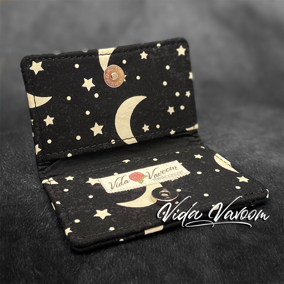 Moon and stars astrology business card wallet
