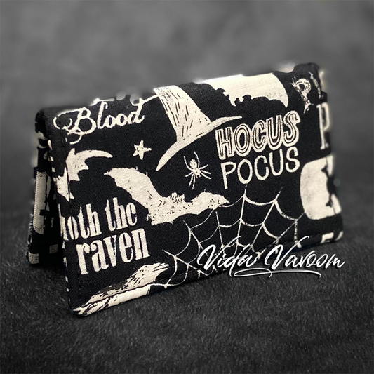 halloween script words credit card wallet