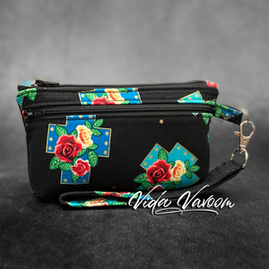 crosses and roses religious mini pouch 